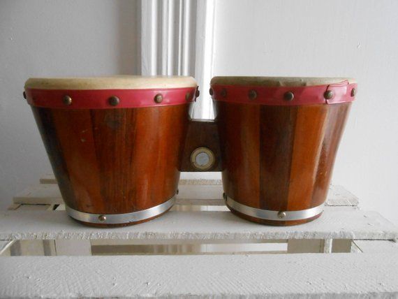 Vintage Bongo Drums Good Used Condition Double Style Vintage Bongo Drums Good Used Condition Double Style Wood Percussion Bo