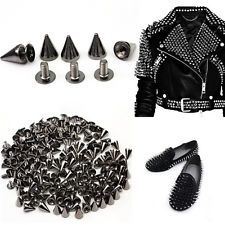 100PCS Trendy 10MM Black-Silver Spots Cone Screw Metal Studs Rivet Bullet Spikes