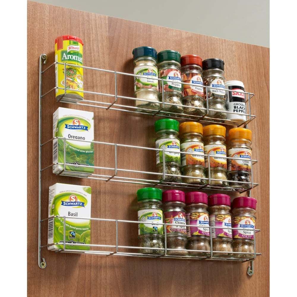 Spice Rack 4 5 6 Tier Jar Bottle Storage Kitchen Cupboard Door Mountable