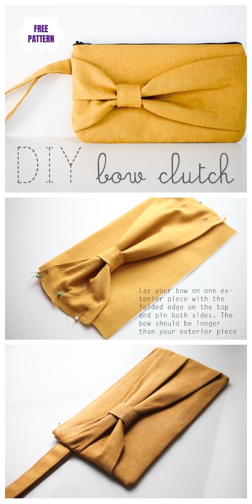 DIY Bow Clutch Free Sew Patterns & Tutorials #bagsewingpatterns