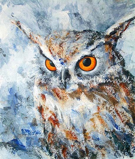 schilderij uil palet mes Atelier for Hope Doetinchem Schilderijen dieren en bloe...