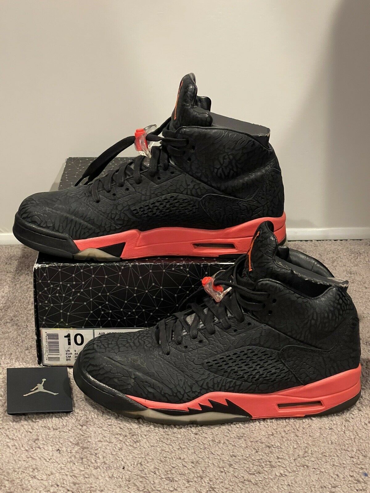 Nike Air Jordan 5 Retro 3lab5 Infrared Men's Size 10 Black Red レビュー好評 AIR JORDAN5 BLACK/RED 3LAB5 スニーカー