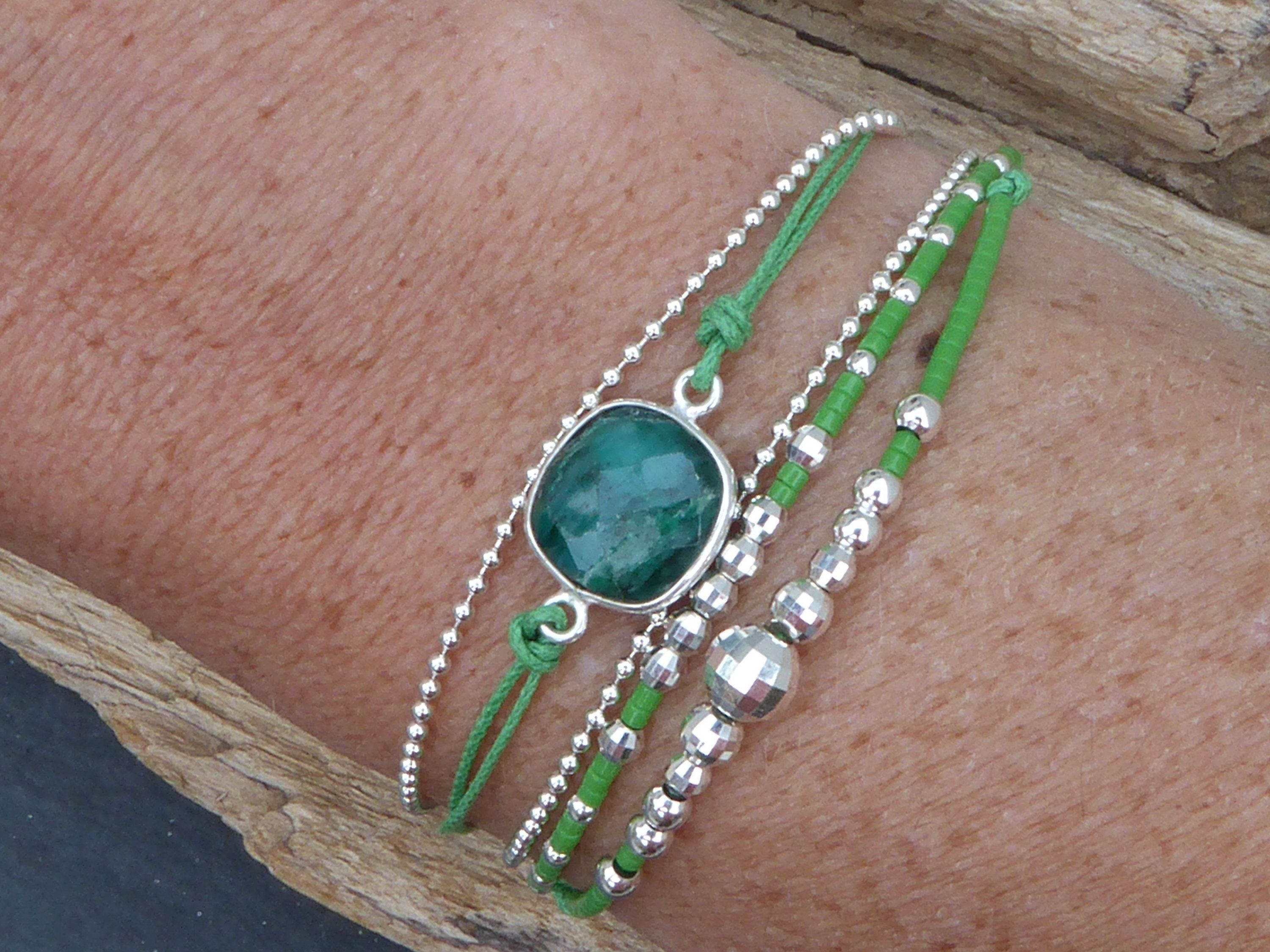 Bracelet multirang vert argent massif émeraude,bracelet pierre ... Bracelet multirang vert argent massif émeraude,bracelet pierre ...