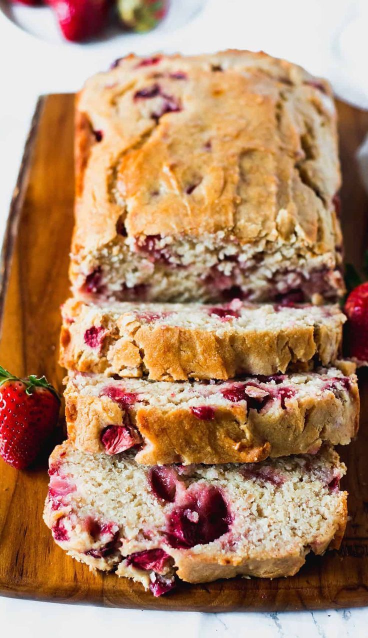 Strawberry Banana Bread (Vegan, Gluten-Free) - Healthier Steps #bananabread