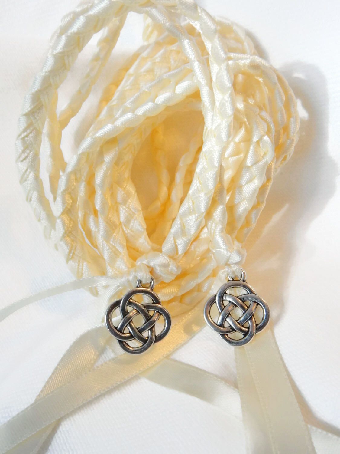 Ivory Celtic Knot Wedding Ceremony Handfasting Cord Choose Charm Ivory Celtic Knot Wedding Ceremony Handfasting Cord Choose Charm Finish Irish By Divinitybraid
