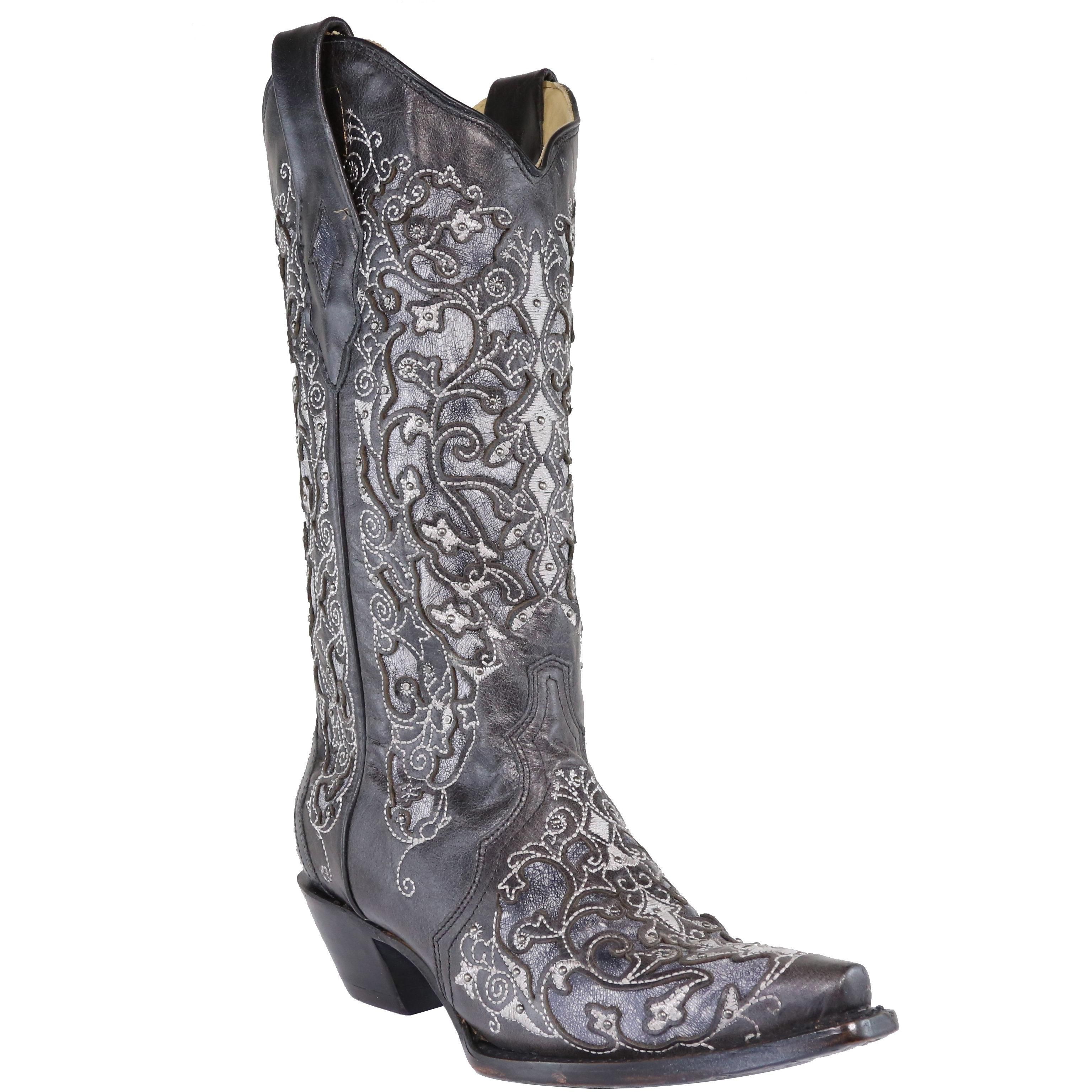 croc embossed square toe boots