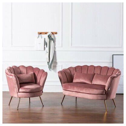 blush pink velvet armchair lotus shell back tub chair 2 seater sofa couch sette ebay 2 seater sofa des pink velvet armchairs pink living room sofa design