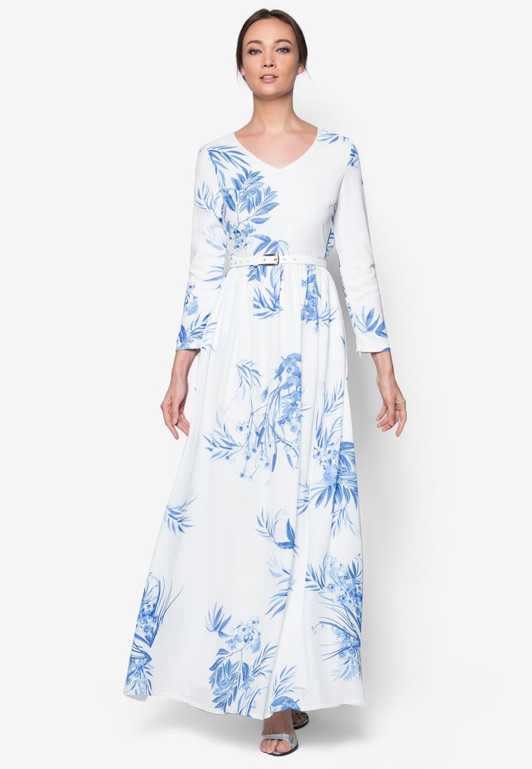 Buy Zalia Tropical Floral V Neck Dress  Online ZALORA  