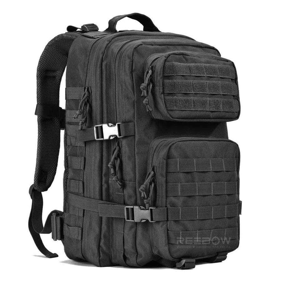 Black Waterproof Military Tactical Backpack 45L Large Assault Pack 3 Day Army Rucksacks Molle Bug Out Bag for Outdoor Hiking Camping