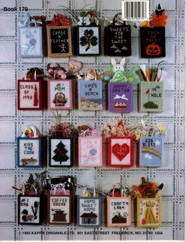 Mini Tote Magnets for Plastic Canvas - Book 179 Kappie Originals Plastic Canvas Books, Plastic Canvas Christmas, Plastic Canvas Crafts, Plastic Canvas Patterns, Canvas Projects, Craft Projects, Canvas Ideas, Craft Ideas, Canvas Gift