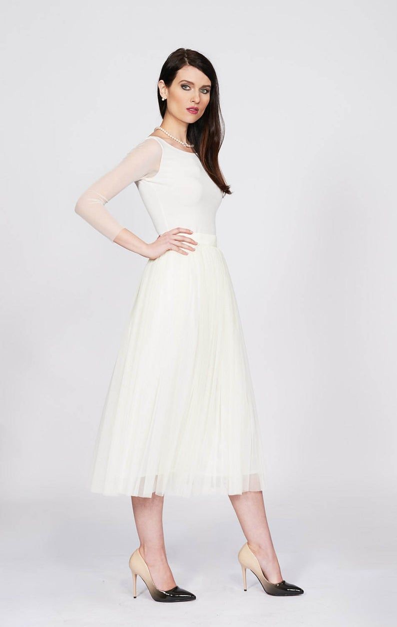 Wedding Skirt White Midi Skirt Formal Skirt Bridal Skirt Etsy in 2021