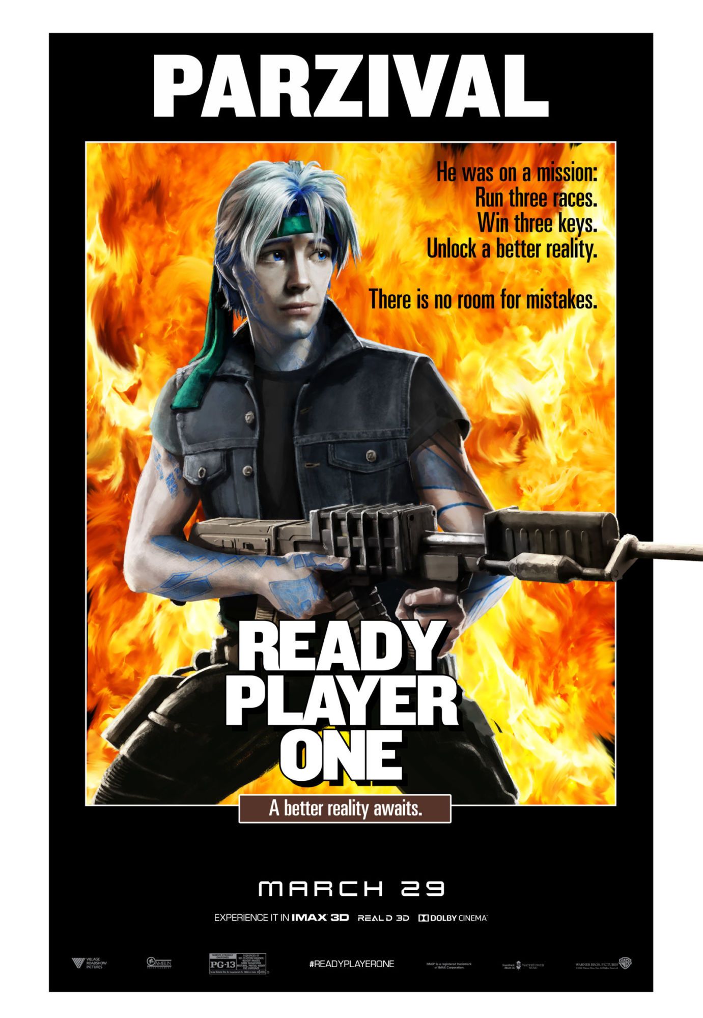 Check out this set of 12 classic movie posters recreated for Ready Player One featuring the High Five avatars Parzival, Art3mis, Aech, Daito, and Shoto.