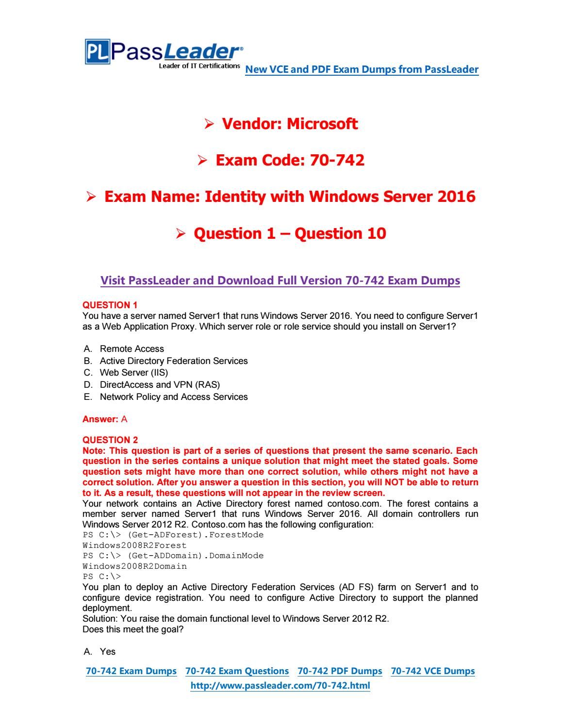 2018 New 70-<b>742</b> Dumps with PDF and VCE (Question 1-Question 10 ...