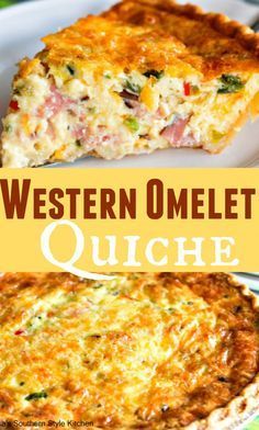 Western Omelet Quiche Breakfast Desayunos, Breakfast Items, Breakfast Brunch Recipes, Breakfast Dishes, Brunch Quiche, Breakfast Quiche Crustless, Easy Brunch, Ham Quiche, Ham And Cheese Quiche