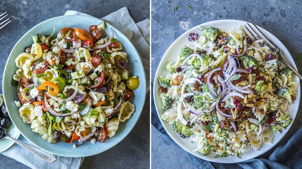 En stor bolle pastasalat fungerer like bra til lunsj som til middag. Prøv en kremet pastasalat med pesto og kylling, eller en deilig tex-mex-variant med bønner og avokado. Savory Salads, Tex Mex, Pesto, Brussel Sprout, Recepies, Sprouts, Potato Salad, Bacon, Potatoes