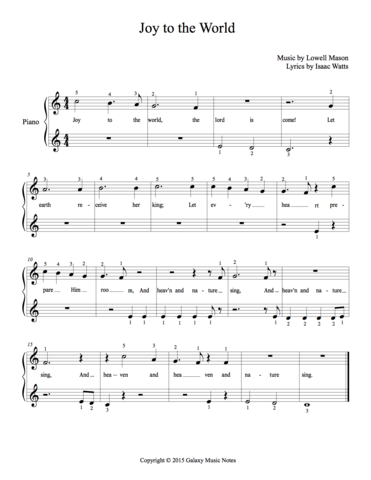 Joy To The World Level 1 Piano Sheet Music Sheet Music Piano Sheet Music Joy To The World