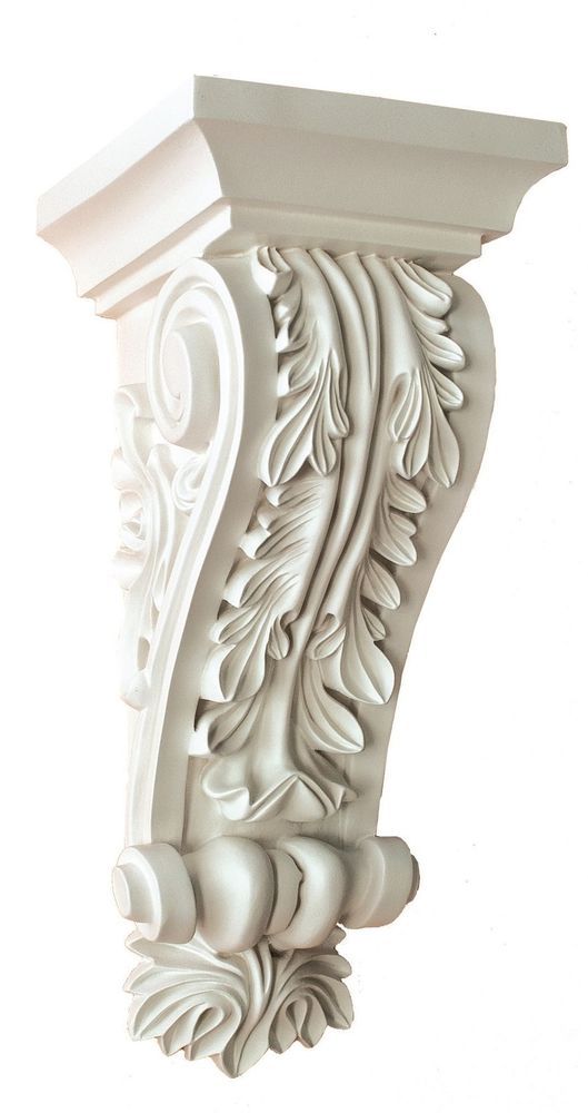 Corbel Acanthus leaf 11 Inch Primed White bracket for wall shelf ceiling molding