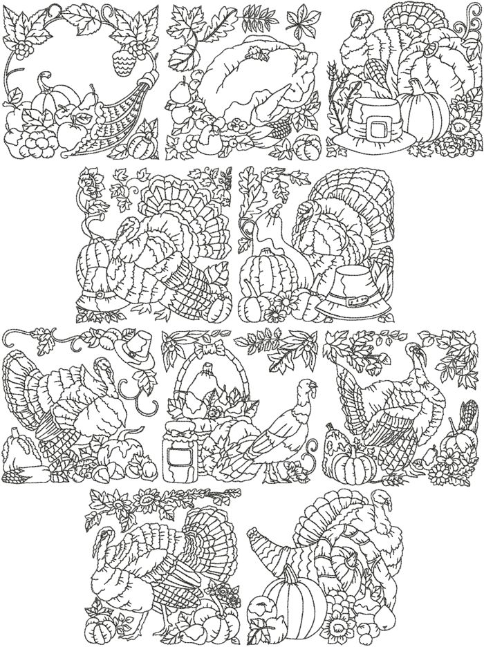 Download One-Color Thanksgiving Set | Machine embroidery designs ...