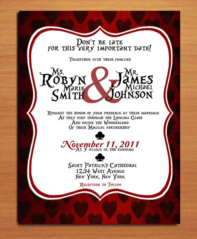 Queen of Hearts Alice in Wonderland Modern Wedding Invitation - fresh formal invitation to judges Queen of Hearts Alice in Wonderland Modern Wedding Invitation - fresh formal invitation to judges