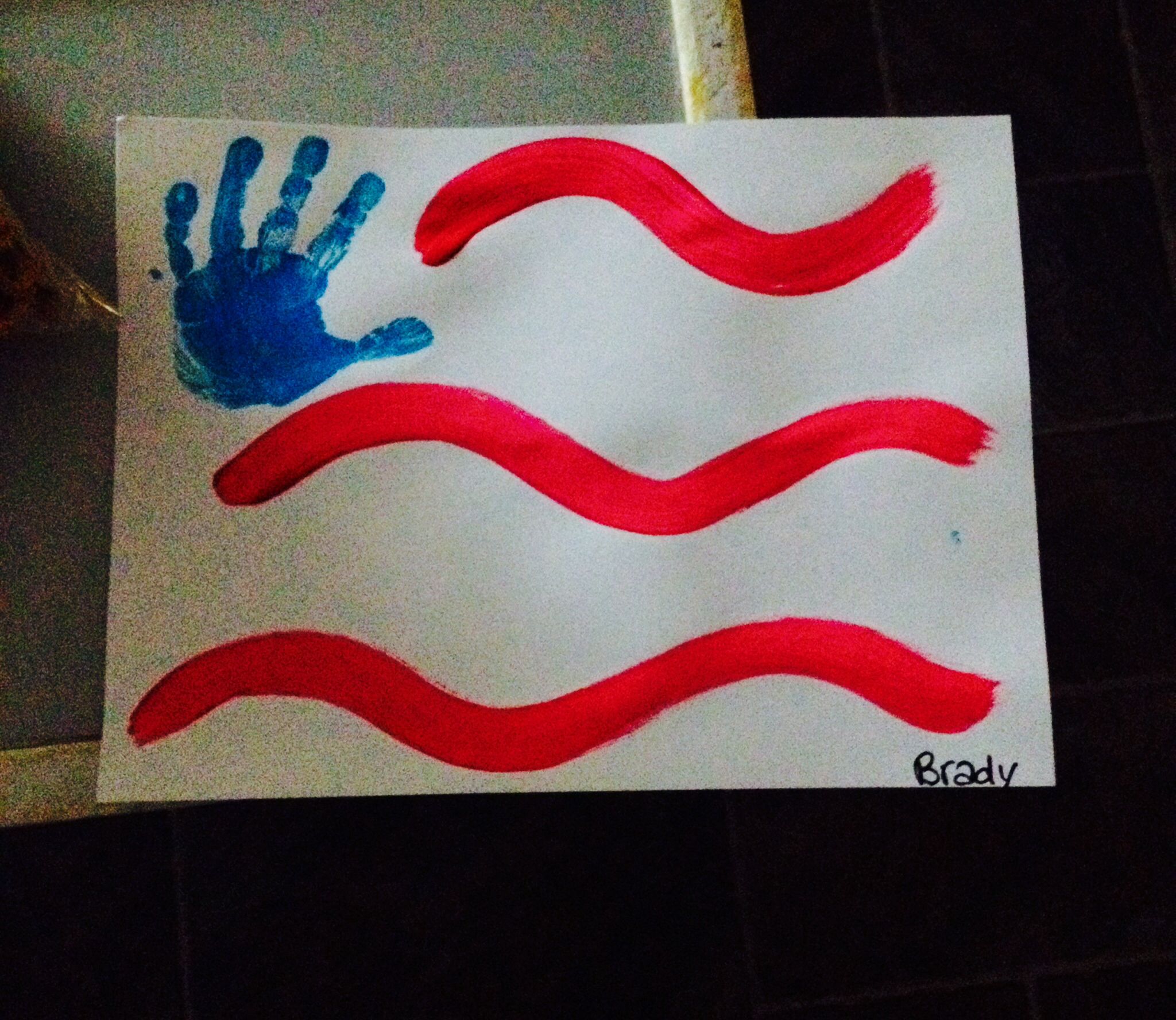 American Flag craft, kid handprint, fun easy, Independence Day, 4th of