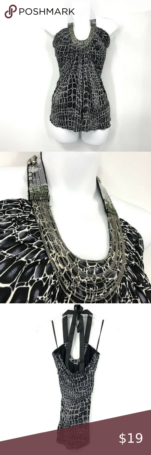 Sky Halter Top S Giraffe Print Embellished Chain | White tube tops, Sky clothing, Clothes design