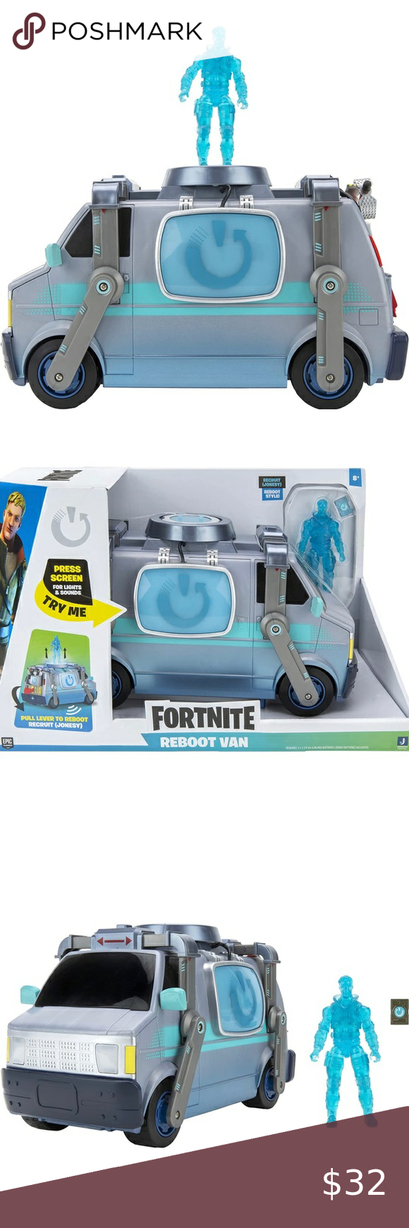 Fortnite Deluxe Van Electronic Vehicle with 4-inch Articulated Reboot ...