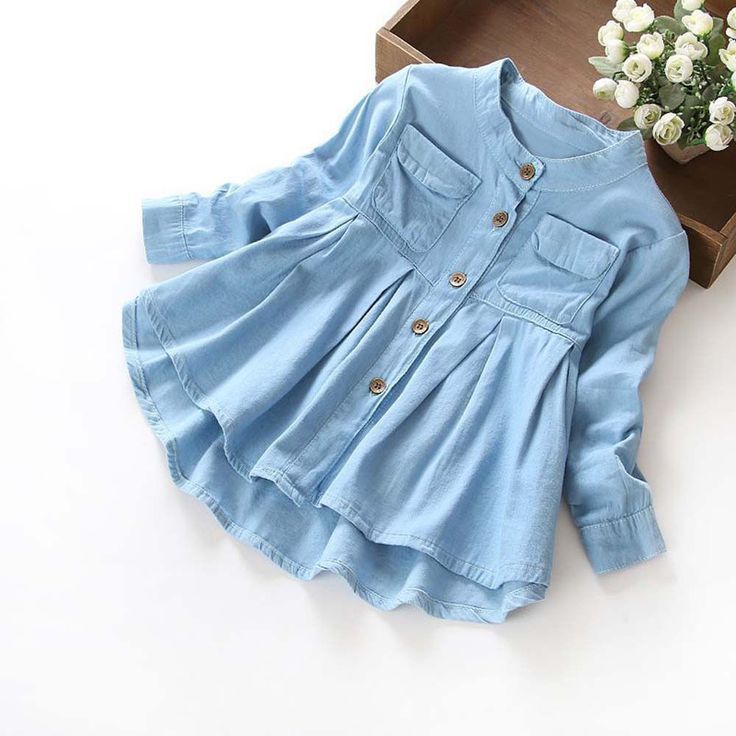 Toddler Kid Baby Girls Denim Ruched Long Sleeve T Shirt Tops Blouse Clothing Ebay Fashion Kids Dress Denim Baby Girl Fashion