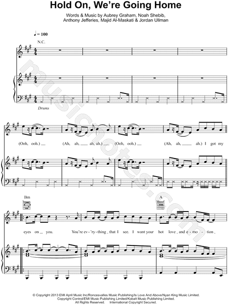 hold on were going home sheet music by drake sheet music hold on sheet music