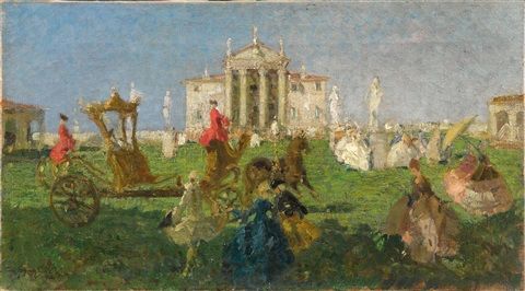 Carriage Ride in front of the Villa Capra Bassani in