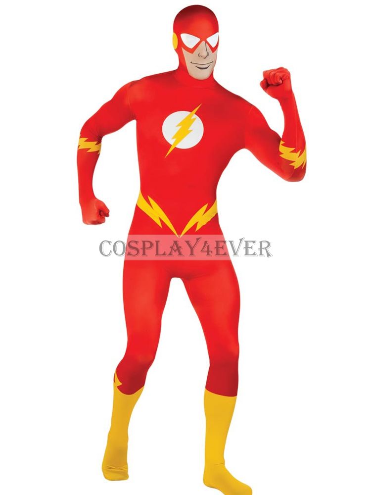 The Flash Mens Fancy Dress Superhero Comic DC Heroes Adults Costume Outfit New
