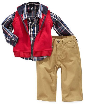 Nautica Boys 3 Pieces Vest Pants Set