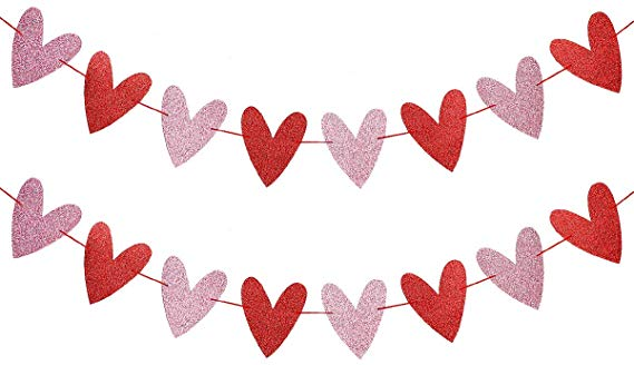 Bridal Shower decoration Gold glitter Wedding Engagement LOVE HEART Banner Bunting Garland Wedding Banner