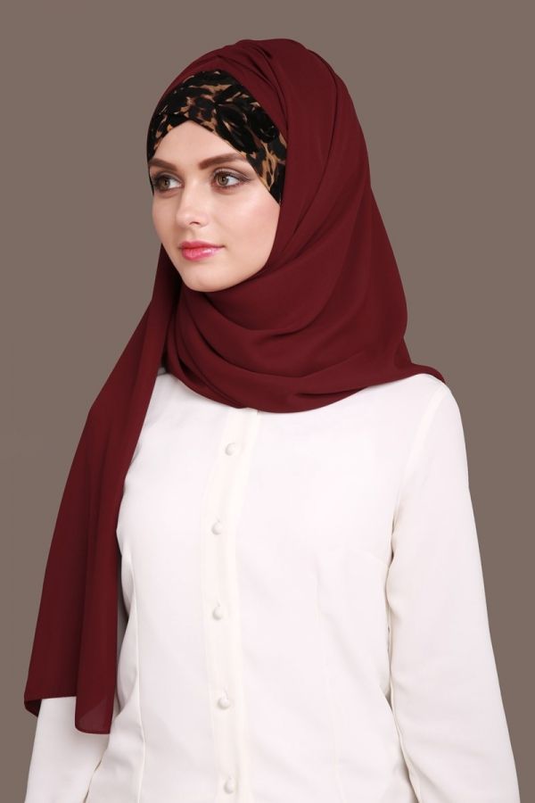 Leoparli Krep Sal Bordo Urun Kodu 150 39 90 Tl Fashion Hijab