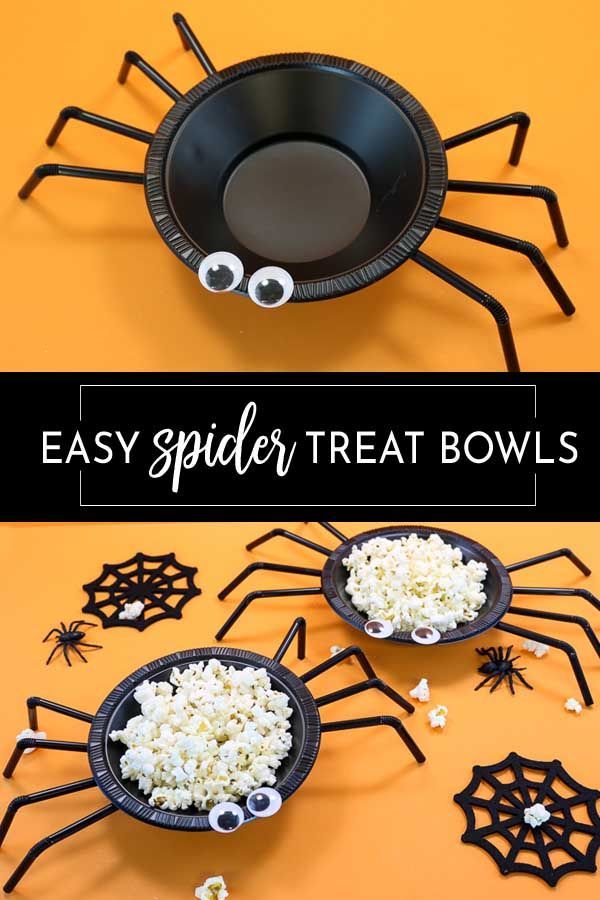 This is the easiest and cutest Halloween craft! Plastic bowls and straw with a bit of hot glue and your favorite treat make these perfect for Halloween parties. #halloween #halloweencrafts Easy Halloween Diy Crafts, Comida De Halloween Ideas, Halloween Tags, Birthday Halloween Party, Diy Halloween Decorations, Halloween Parties, Halloween Recipe, Halloween 2020, Halloween City
