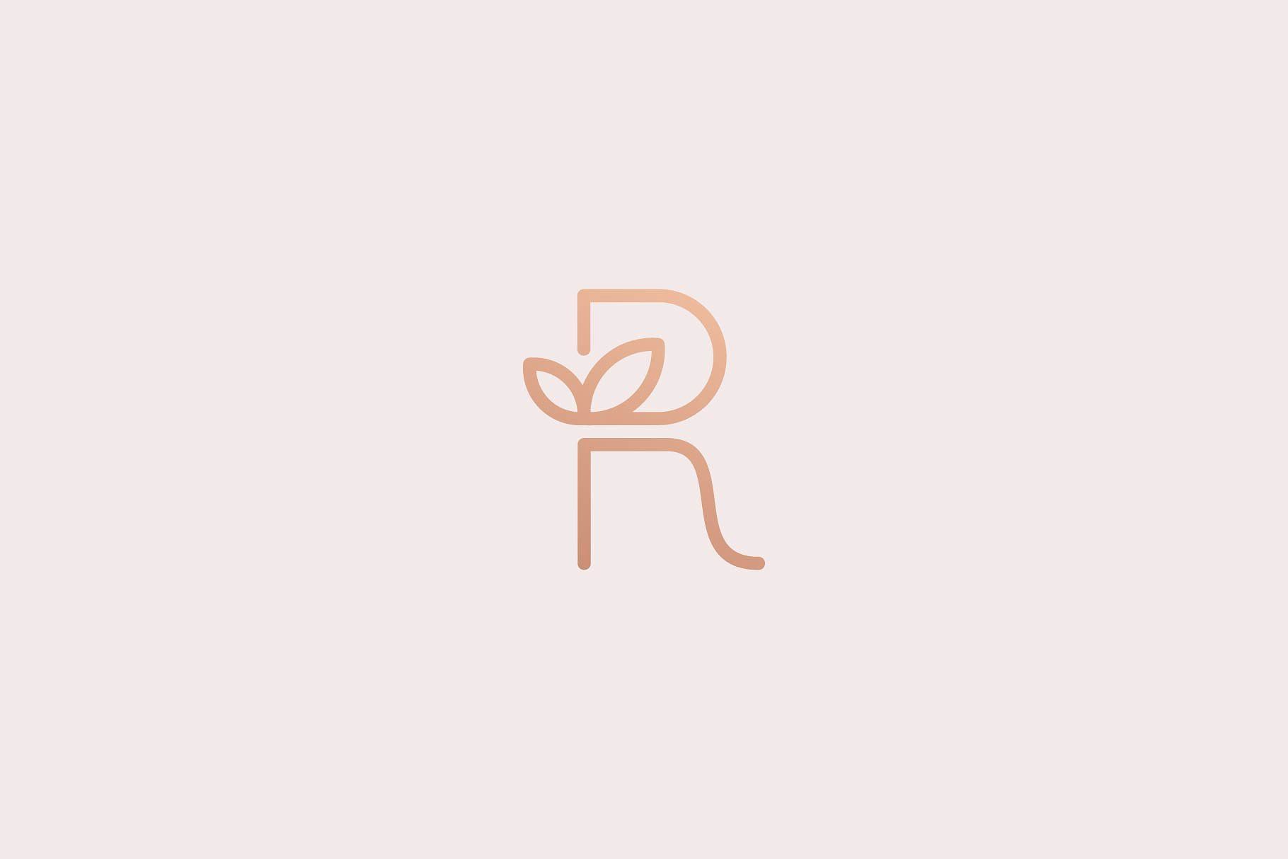 Feminine Letter R Typography Initial Vintage Floral Illustration Boutique Abstract Jewelry Romantic Branding Marketing Logo Logo Tasarimi Branding Illustration
