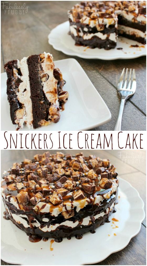 Snickers Ice Cream Cake Recipe With Brownie Layers Fabulessly Frugal Recipe Ice Cream Cake