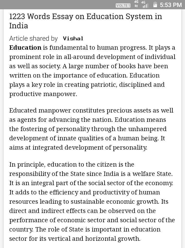 Essay on importance of education in india