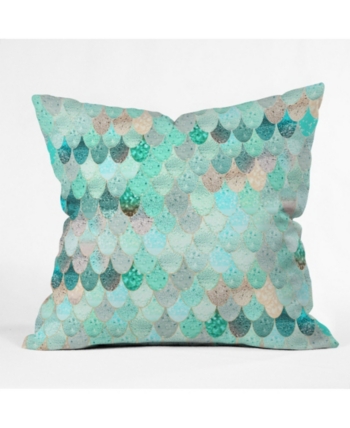 Monika Strigel Summer Mermaid Mint And OUTDOOR Throw Pillow . Mermaid Outdoor