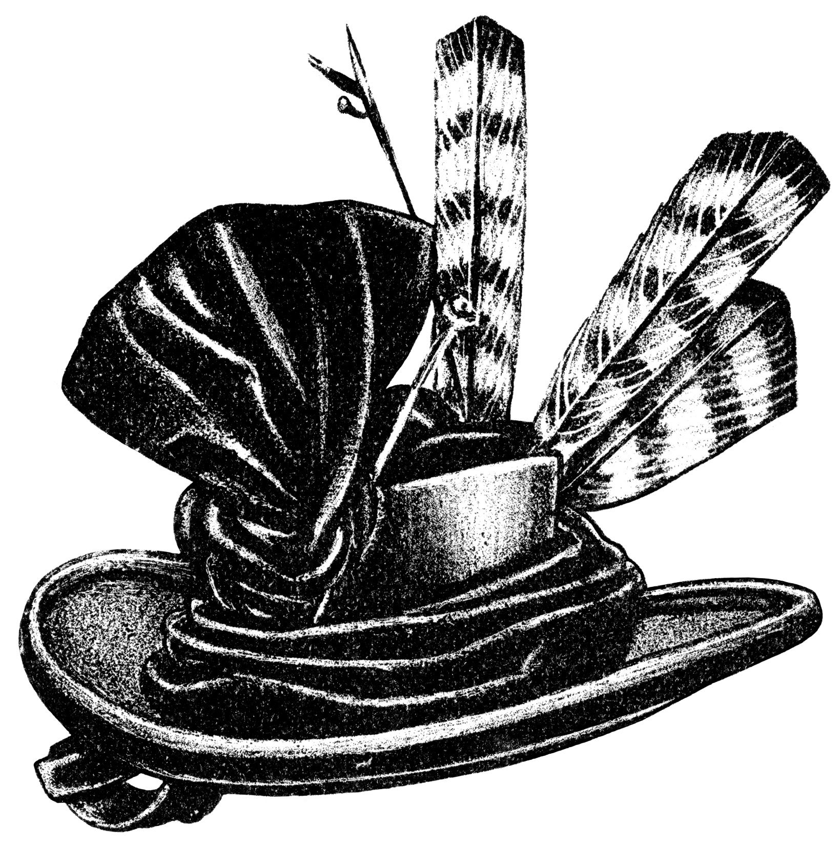 vintage hat clip art, black and white graphics, Victorian