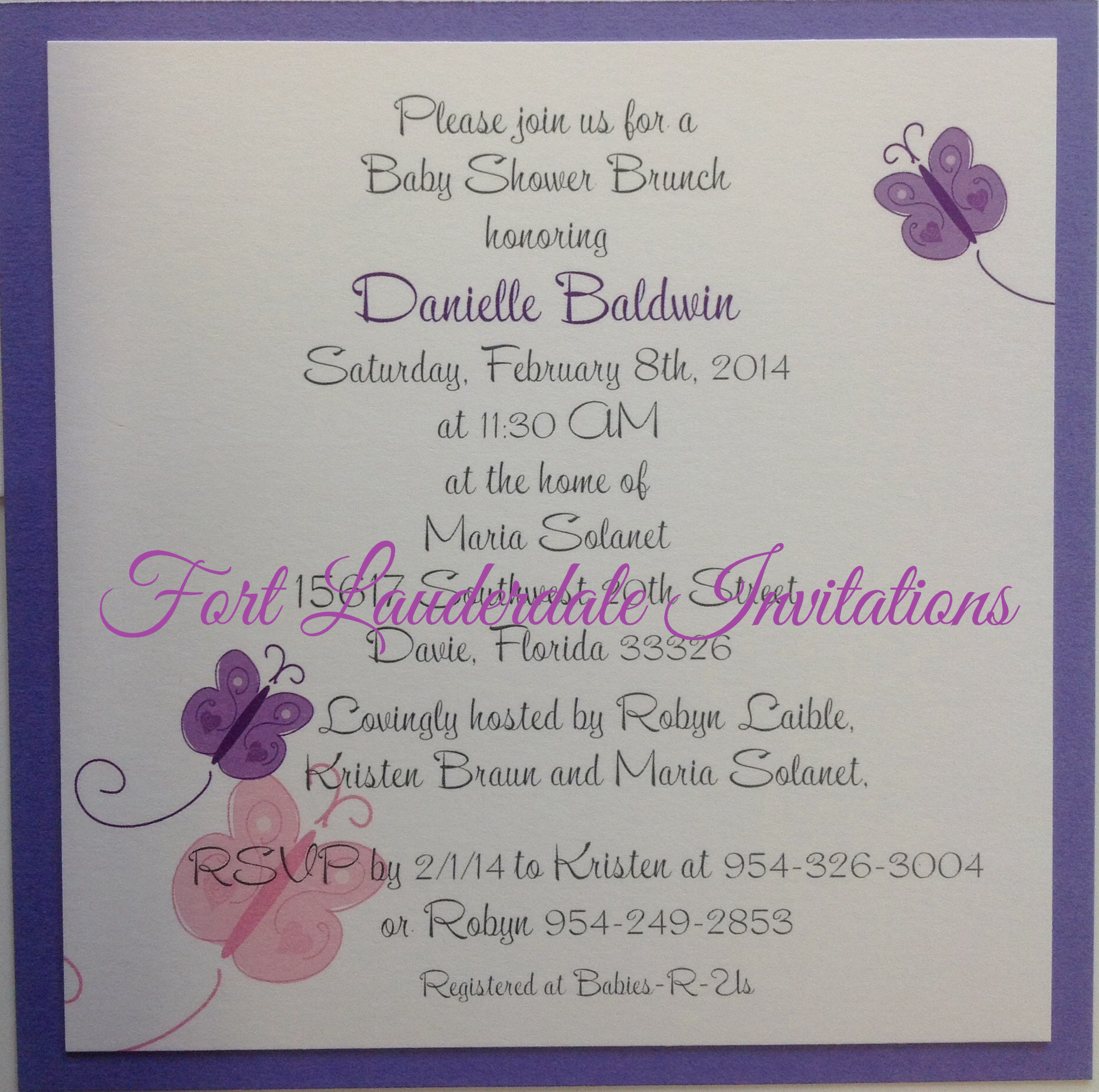Purple Butterfly Baby Shower Invitations For A Baby Girl By Fort Purple Butterfly Baby Shower Invitations For A Baby Girl By Fort