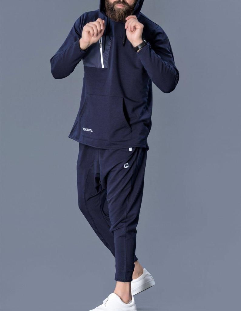 QL IM Tracksuit Oversized Hoodie & Drop Crotch Jogger Sirwal in Blue ...