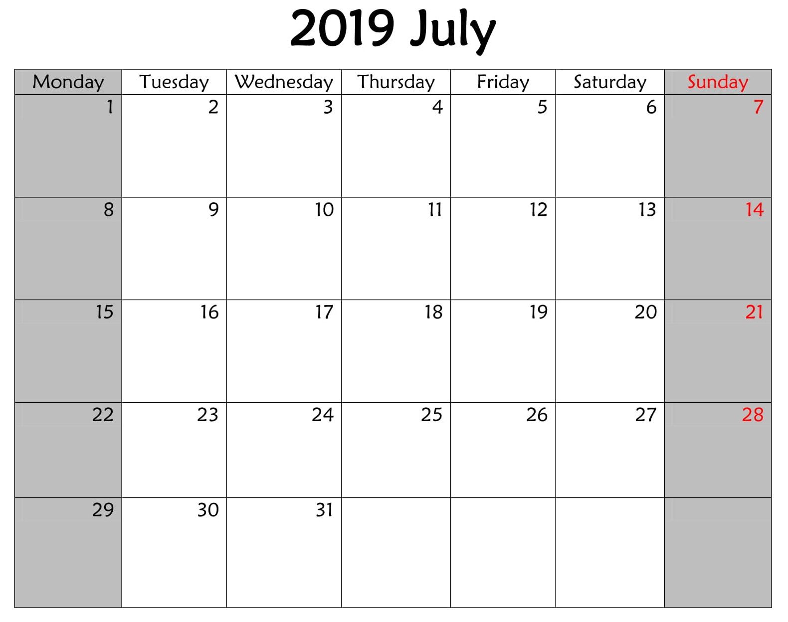 Calendar July 2019 Business With Holidays Holiday Words Calendar July 2019 Business With Holidays Holiday Words