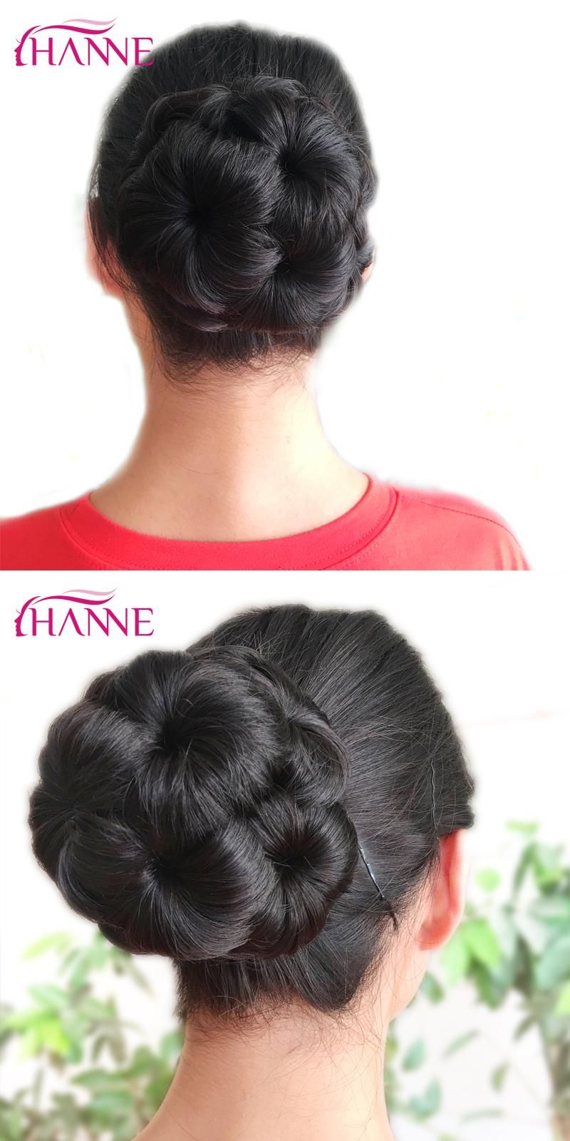 HANNE Hair Women Chignon Hair Bun Donut Clip In Hairpiece Extensions Black/Brown/Red Synthetic High Temperature Fiber Chignon