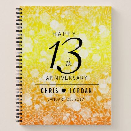 Elegant 13th Citrine Wedding Anniversary Notebook 13 Year