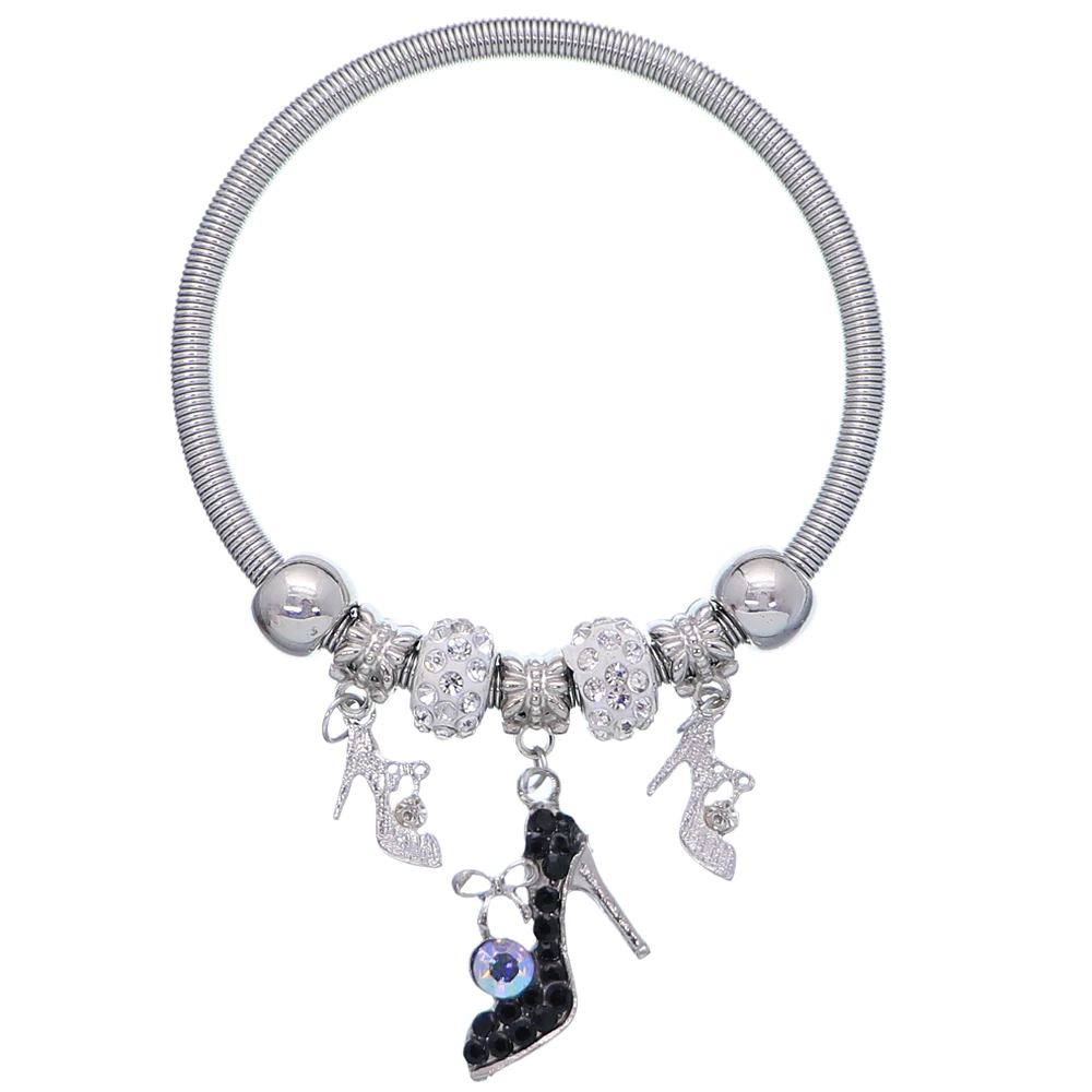 Black Fireball High Heel Shoe Charm Stretch Bracelet – Risque21 Red High Heel Shoes, Blue High Heels, Shoes Heels, Pink Bracelet, Silver Bracelets, Pandora Charm Bracelet, Charm Bracelets, Stretch Bracelets, Jewelry Pieces