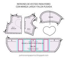 Resultado de imagen para moldes de ropa para perros Dog Clothes Diy, Small Dog Clothes, Puppy Clothes, Puppy Dress, Pet Dress, Dog Dresses, Dog Sewing Patterns, Dog Clothes Patterns, Dog Dress Pattern