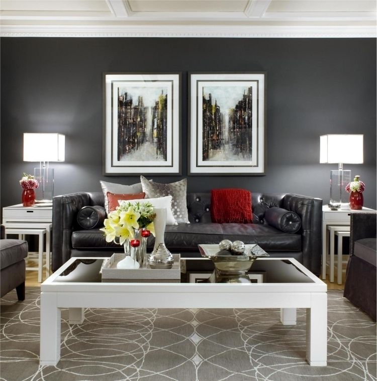 Feng Shui Wohnzimmer einrichten -schwarz-bilder-teppich-kissen ... Feng Shui Wohnzimmer einrichten -schwarz-bilder-teppich-kissen ...