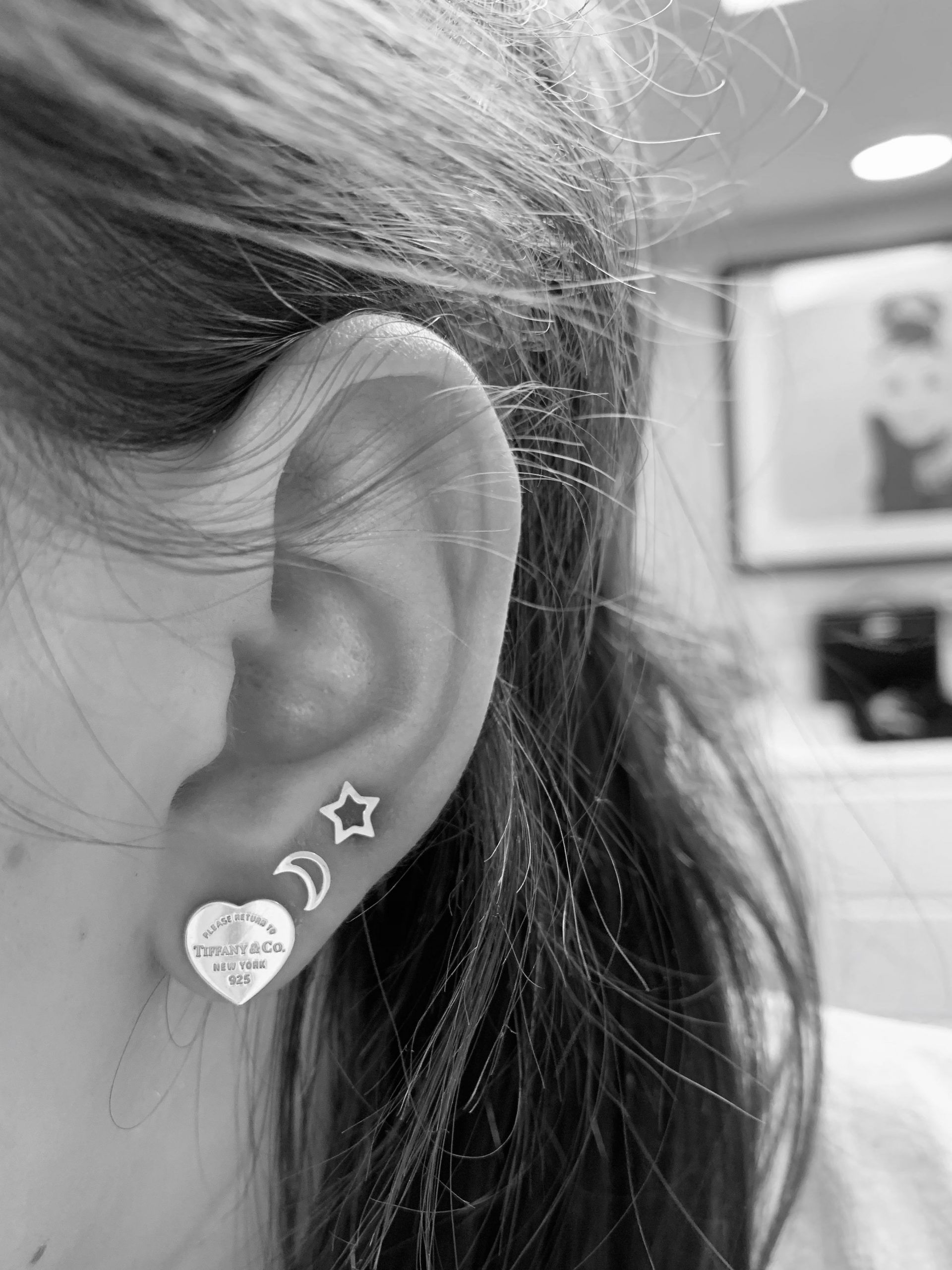 Tiffany Earring Combo Tiffany Heart Pendant Earrings With Dainty Moon And Combo Dainty Earring E In 2020 Tiffany Earrings Diamond Shape Earrings Star Earrings