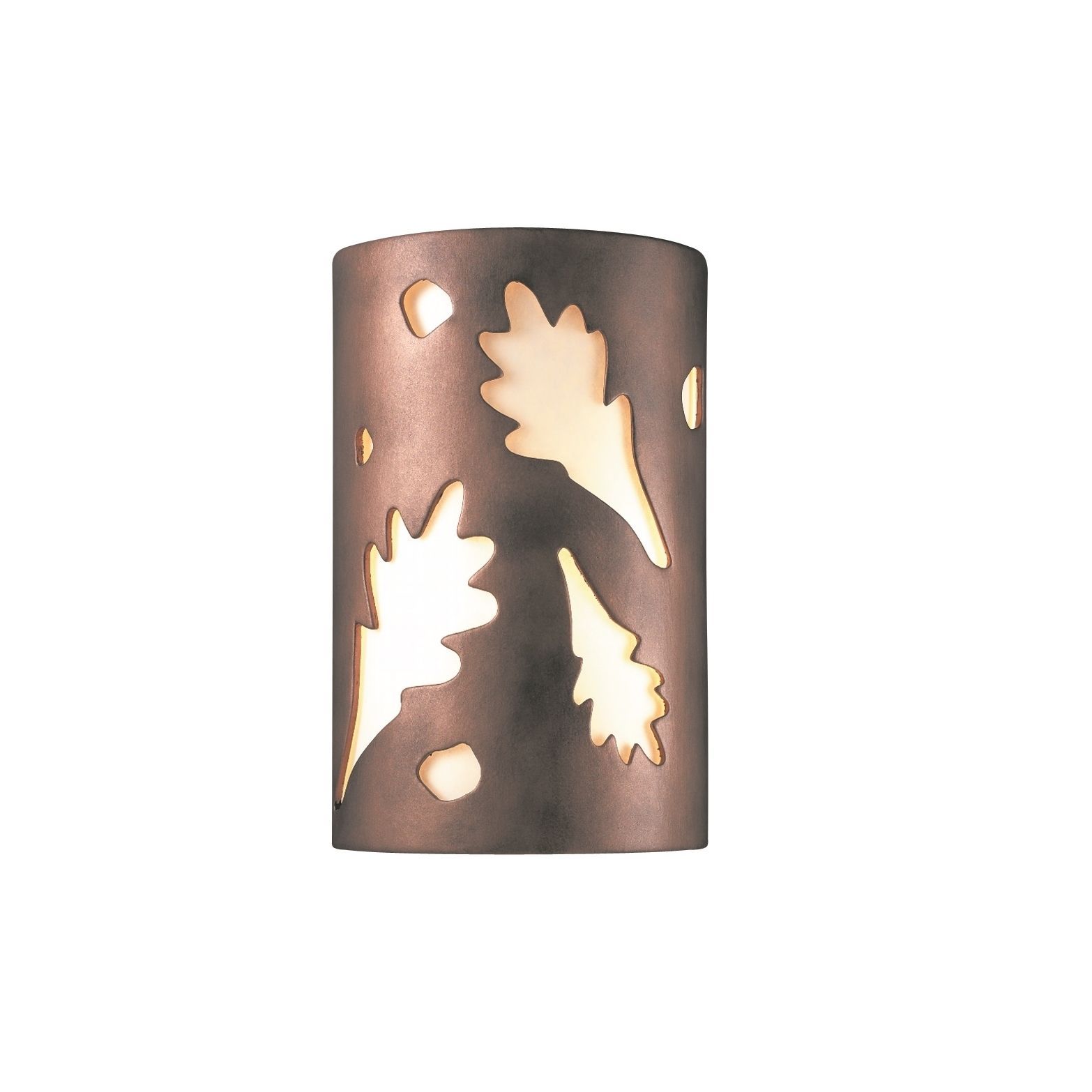 Justice Design Group Ambiance Ada Antique Copper Outdoor Small Oak Justice Design Group Ambiance Ada Antique Copper Outdoor Small Oak Leaves Wall Sconce