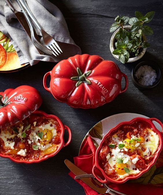 Red Staub ceramic petite pepper cocotte
